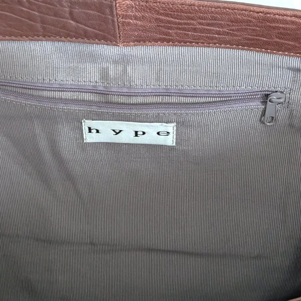 HYPE Brown Pebbled Leather Laptop Shoulder Messenger Briefcase Satchel Bag